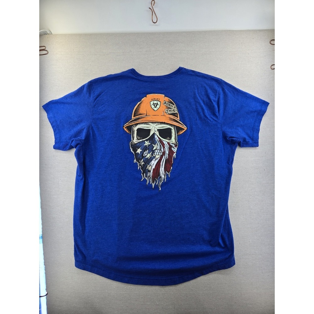 Ariat Men's Rebar Workman Born For This Blue Heather USA T-Shirt 3XL Outdoor